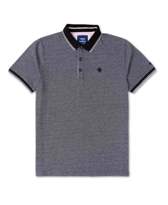 Polo Noir Micro Jacquard Homme 4 Polo Noir Micro Jacquard Homme – Image 2