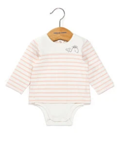 Body Marinière Bébé Fond Blanc Rayé Rose