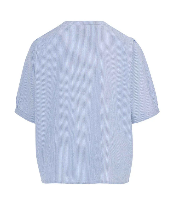 Chemise Rayée Manches Courtes Bleu/blanc Femme 5 Chemise Rayée Manches Courtes Bleu/blanc Femme – Image 3