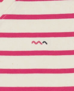 Marinière éco Conçue Femme Manches Courtes Rose/blanc -Terre De Marins prod 7120 mariniere mc fond grege raye rose ecofek 666x812 fc7ea0111e0b