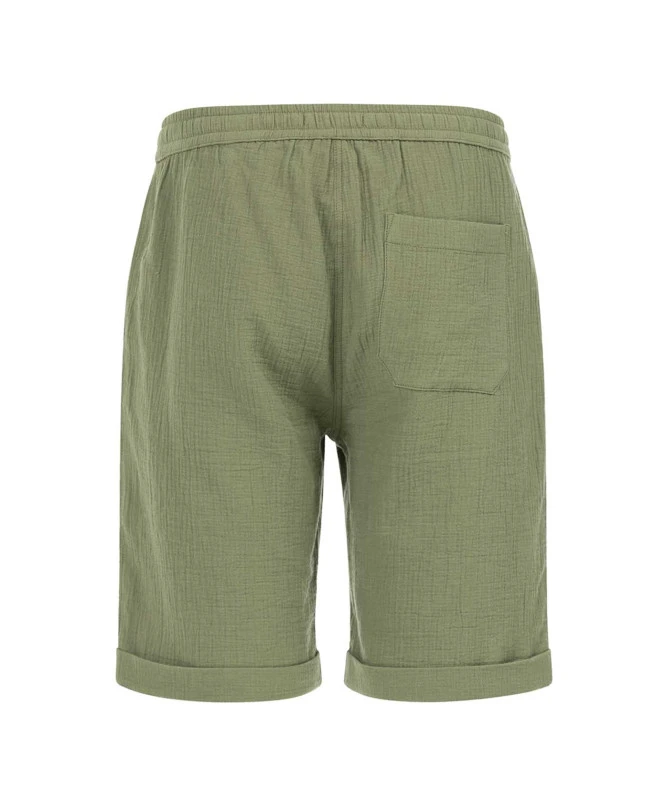 Bermuda Gaze De Coton Vert Olive Homme 6 Bermuda Gaze De Coton Vert Olive Homme – Image 4