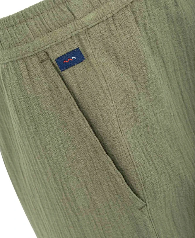 Bermuda Gaze De Coton Vert Olive Homme 7 Bermuda Gaze De Coton Vert Olive Homme – Image 5