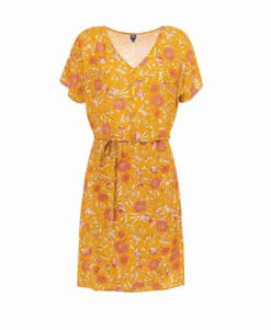 Robe Fleurie Jaune Femme -Terre De Marins prod 7264 robe mc imprime jaune paro 666x812 fc7ea0111e0b