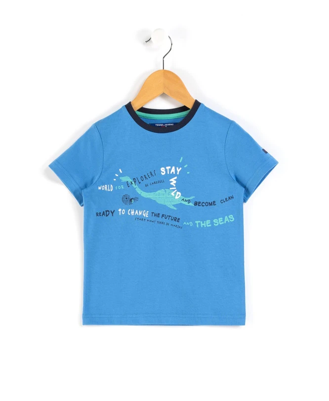 T-shirt Garçon Col Rond Bleu Azur 3 T-shirt Garçon Col Rond Bleu Azur