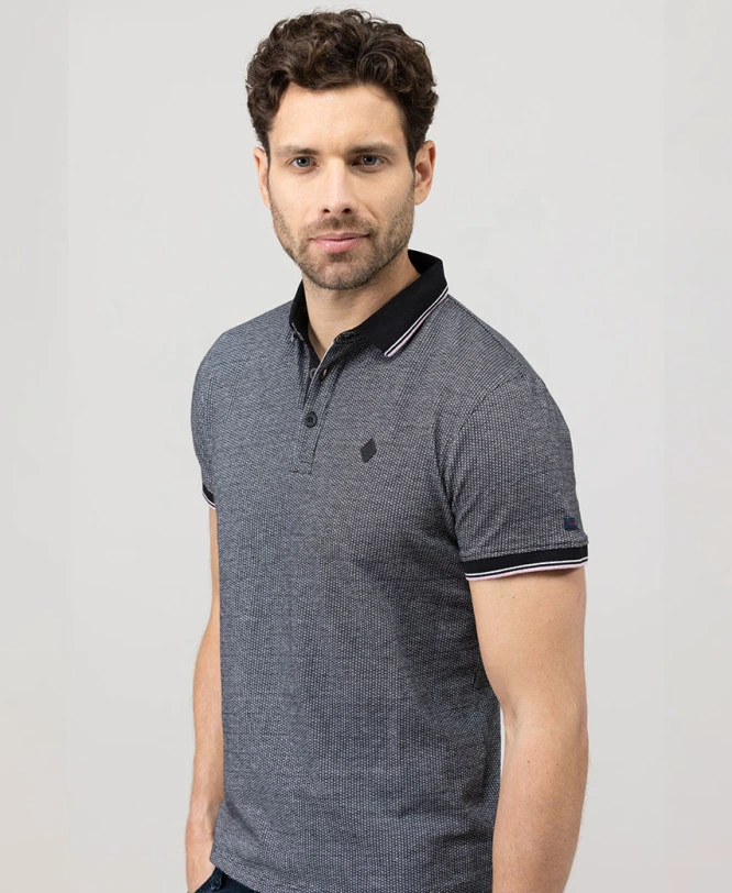 Polo Noir Micro Jacquard Homme 3 Polo Noir Micro Jacquard Homme