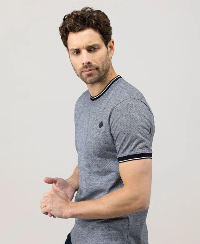 T-shirt Noir Jersey Micro Jacquard Homme 3 T-shirt Noir Jersey Micro Jacquard Homme