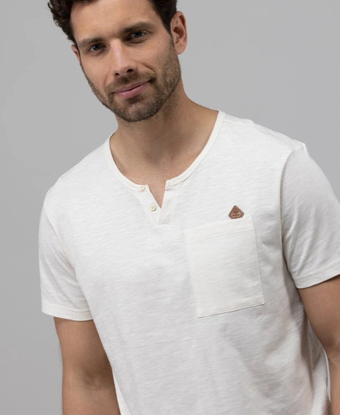 T-shirt Col Tunisien Grège Homme 3 T-shirt Col Tunisien Grège Homme