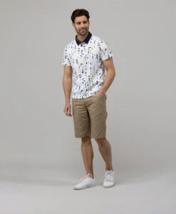 Polo Blanc Imprimé Graphique Homme