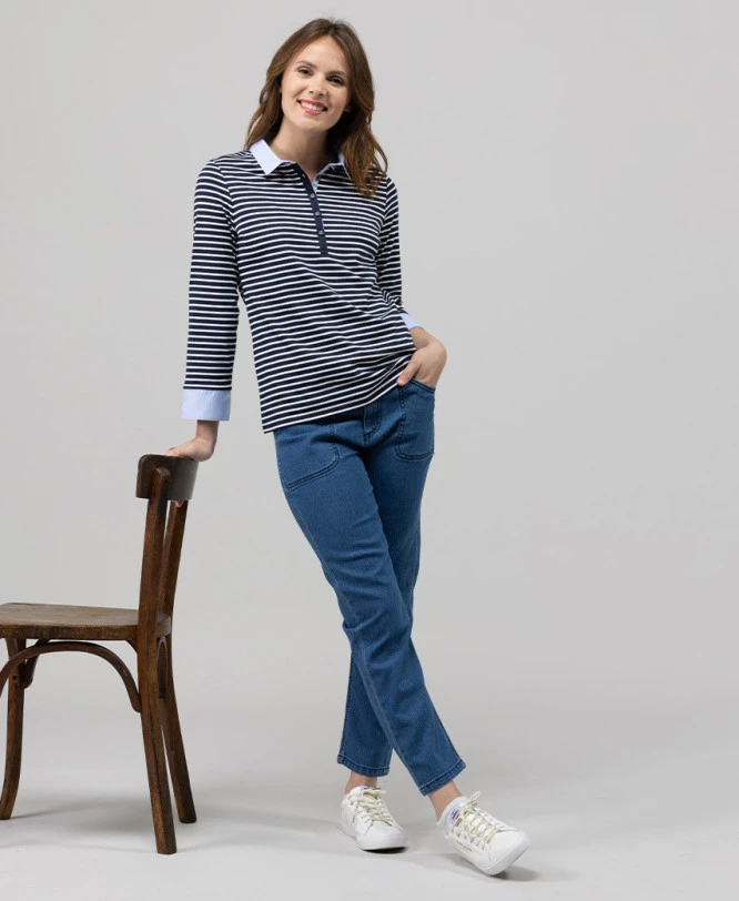 Polo Manches 3/4 Effet 2 En 1 Femme 3 Polo Manches 3/4 Effet 2 En 1 Femme