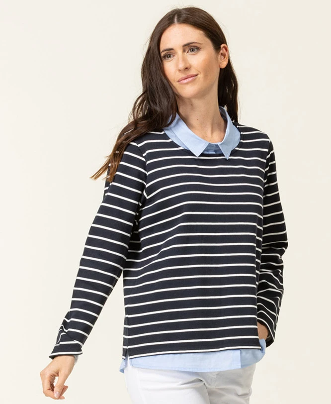 Sweat Rayé Femme Effet 2 En 1 3 Sweat Rayé Femme Effet 2 En 1