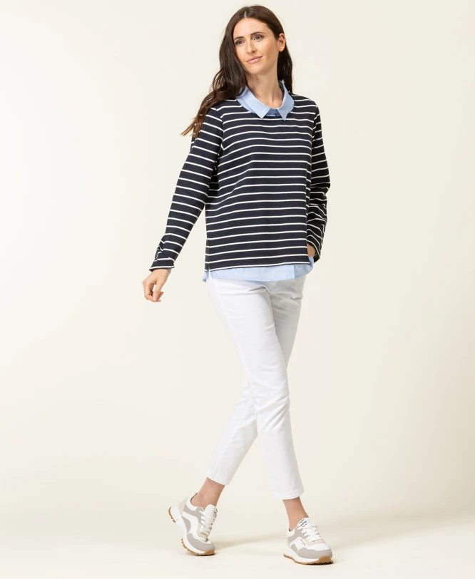 Sweat Rayé Femme Effet 2 En 1 6 Sweat Rayé Femme Effet 2 En 1 – Image 4