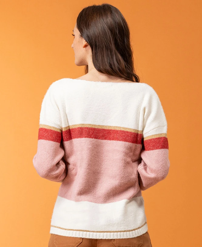 Pull Rayé Rose Femme 4 Pull Rayé Rose Femme – Image 2