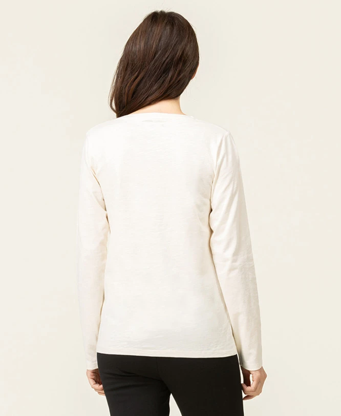 T-shirt Manches Longues Col V Imprimé Doré 4 T-shirt Manches Longues Col V Imprimé Doré – Image 2