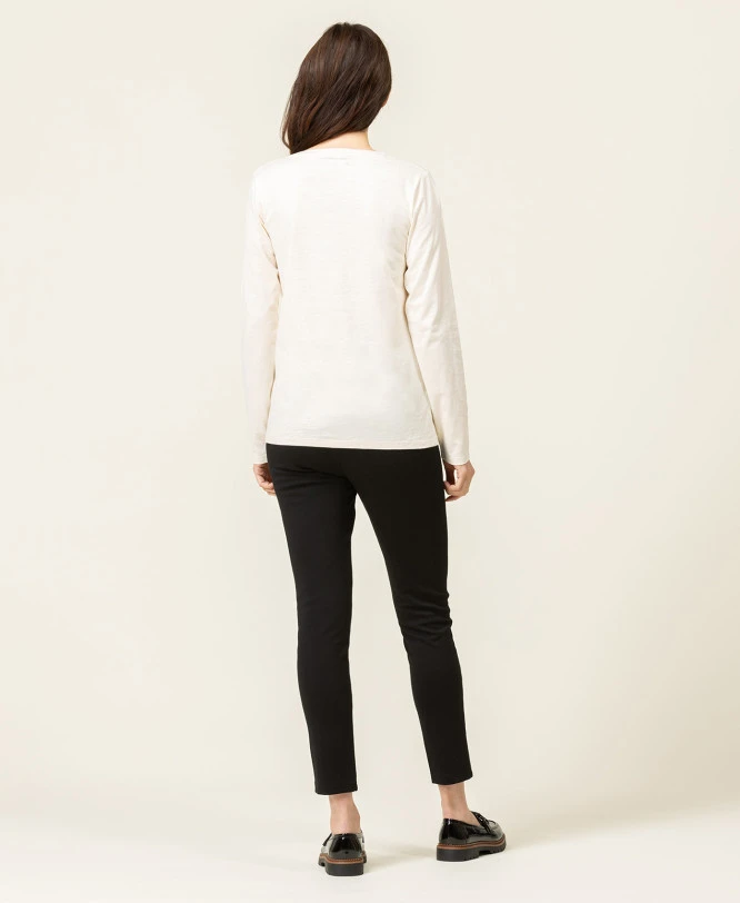 T-shirt Manches Longues Col V Imprimé Doré 7 T-shirt Manches Longues Col V Imprimé Doré – Image 5