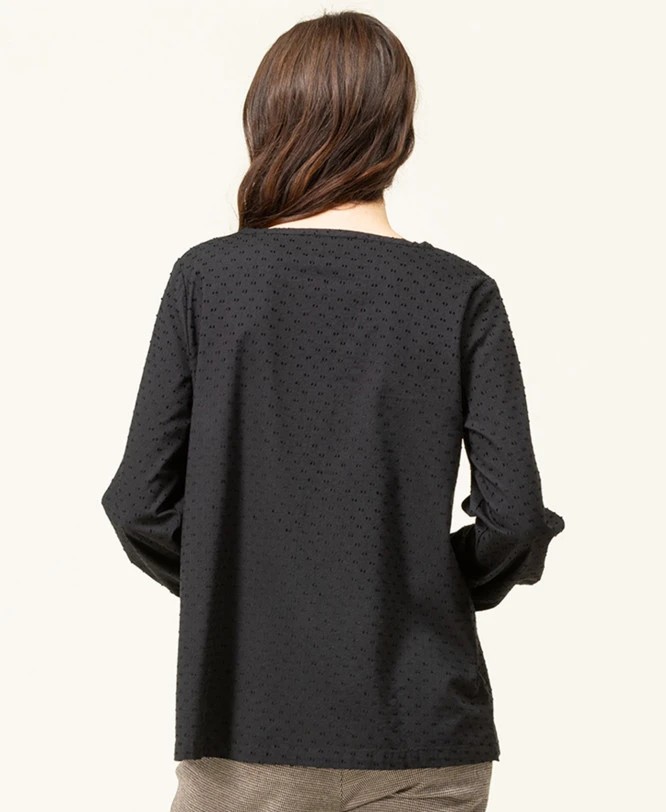 Chemise Noire Plumetis Femme 4 Chemise Noire Plumetis Femme – Image 2