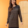 Robe Pull Femme Rayé Noir/camel -Terre De Marins prod 8040 robe ml fond noir raye camel roche 666x812 fc7ea0111e0b