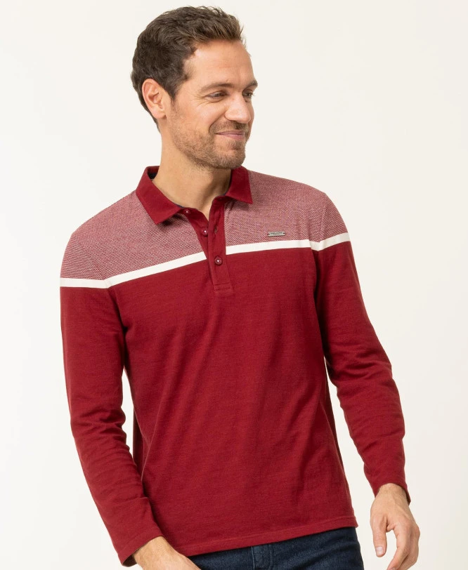 Polo Manches Longues Rouge Grenat Homme 3 Polo Manches Longues Rouge Grenat Homme