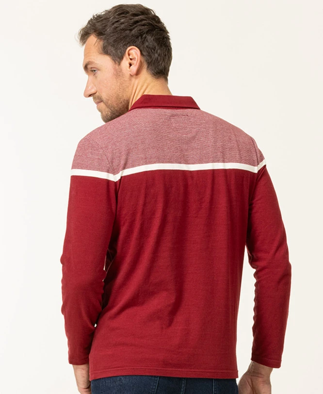 Polo Manches Longues Rouge Grenat Homme 4 Polo Manches Longues Rouge Grenat Homme – Image 2