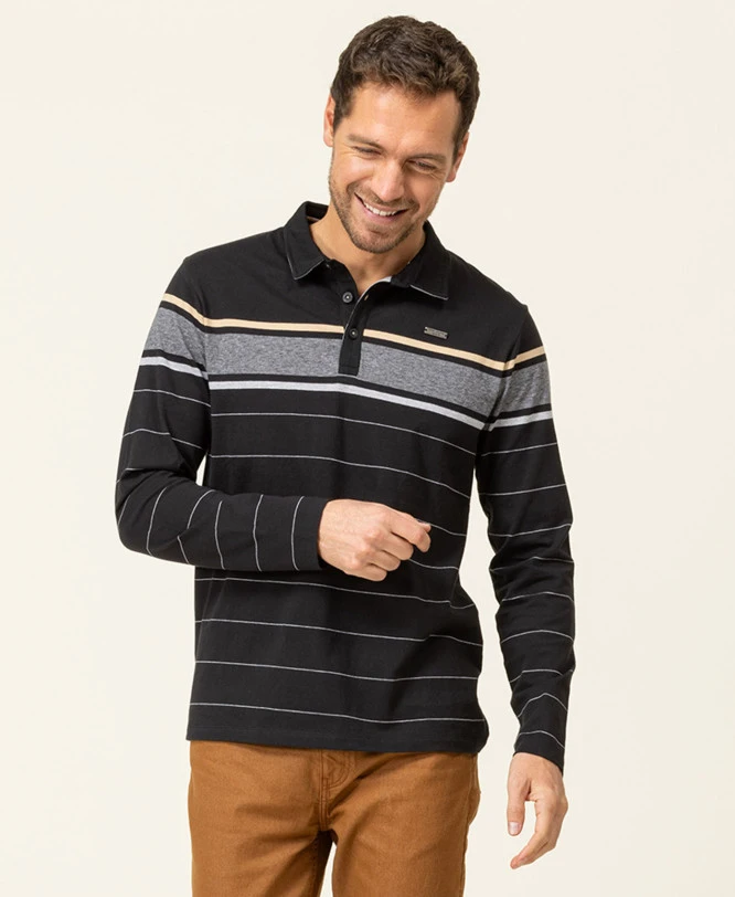 Polo Manches Longues Noir Homme 3 Polo Manches Longues Noir Homme