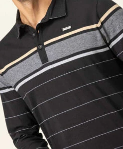 Polo Manches Longues Noir Homme 9 Polo Manches Longues Noir Homme -Terre De Marins prod 8154 polo ml fond noir raye sable oplari 666x812 fc7ea0111e0b