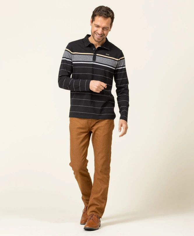 Polo Manches Longues Noir Homme 6 Polo Manches Longues Noir Homme – Image 4