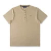 T-shirt Homme Manches Courtes Beige Sable Col Tunisien