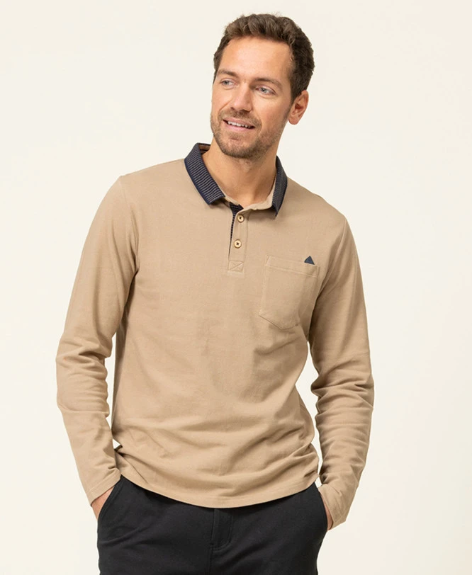 Polo Manches Longues Beige Homme 3 Polo Manches Longues Beige Homme