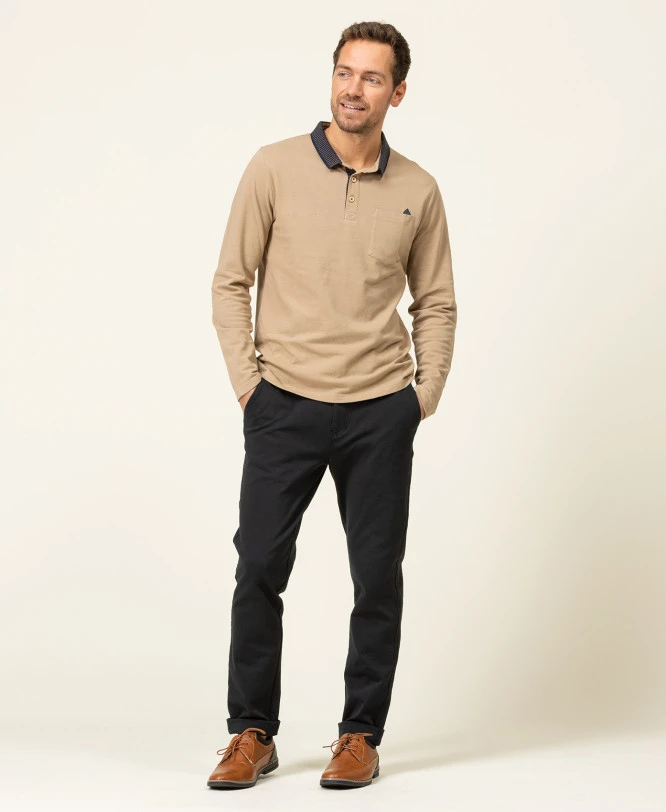 Polo Manches Longues Beige Homme 6 Polo Manches Longues Beige Homme – Image 4