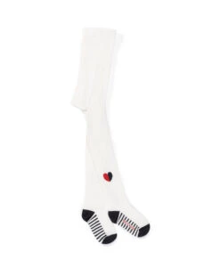 Collant Tricot Blanc Cassé Fille