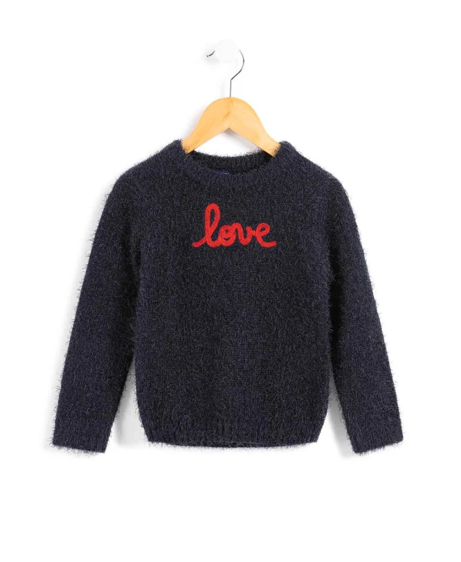 Pull Bleu Marine Maille à Poils Fille 3 Pull Bleu Marine Maille à Poils Fille