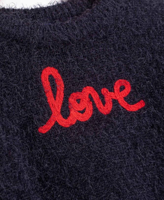 Pull Bleu Marine Maille à Poils Fille 5 Pull Bleu Marine Maille à Poils Fille – Image 3