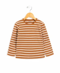 Marinière Garçon éco-conçue Camel /grège