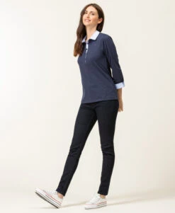 Polo Manches 3/4 Bleu Marine Femme -Terre De Marins prod 8556 polo m3 4 bleu indigo obole 666x812 fc7ea0111e0b