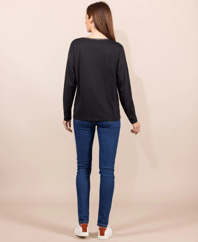 T-shirt Manches Longues Noir Femme 7 T-shirt Manches Longues Noir Femme – Image 5