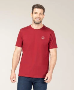 T-shirt Rouge Grenat Col Rond Homme