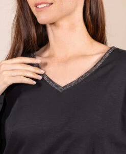 T-shirt Manches Longues Noir Femme 9 T-shirt Manches Longues Noir Femme -Terre De Marins prod 9060 tee shirt ml noir triol 666x812 fc7ea0111e0b