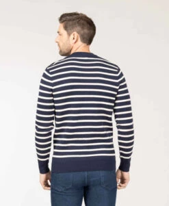 Pull Marinière Indigo Homme -Terre De Marins prod 9083 pull fond indigo raye grege karacla 666x812 fc7ea0111e0b