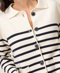 Gilet Rayé Femme -Terre De Marins prod 9098 cardigan tricot fond grege raye indigo gixode 666x812 fc7ea0111e0b