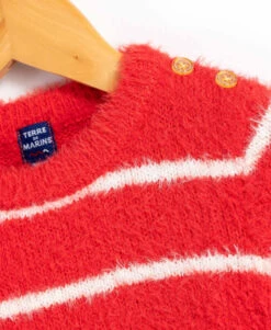 Pull Rayé Rouge Fille Boutons épaule -Terre De Marins prod 9106 pull rouge fraise karina 666x812 fc7ea0111e0b