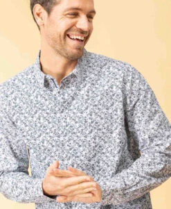 Chemise Blanche Homme Imprimé Gris -Terre De Marins prod 9113 chemise chemisier ml imprime gris caflo 666x812 fc7ea0111e0b