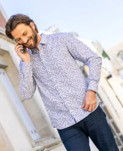 Chemise Blanche Homme Imprimé Gris -Terre De Marins prod 9115 chemise chemisier ml imprime gris caflo 666x812 fc7ea0111e0b