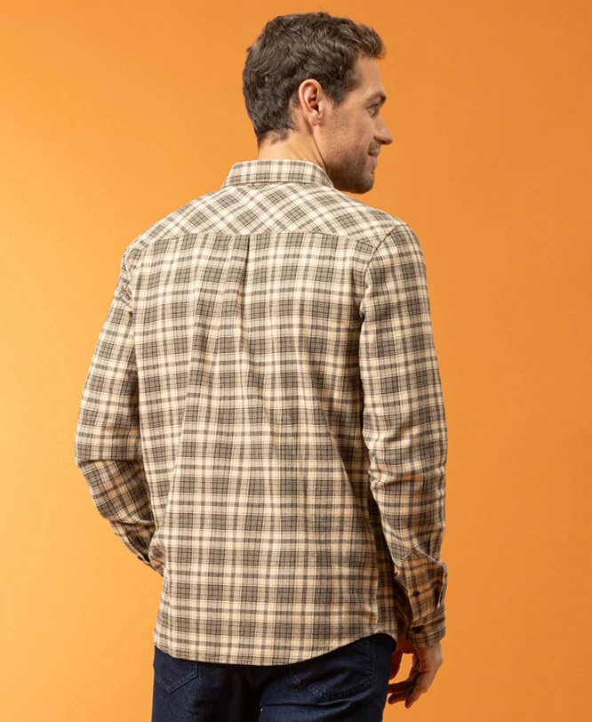 Chemise Marron à Carreaux Homme 4 Chemise Marron à Carreaux Homme – Image 2