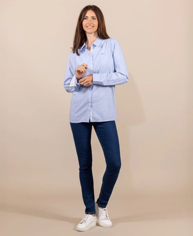 Chemise Femme Manches Longues Bleu Ciel 3 Chemise Femme Manches Longues Bleu Ciel