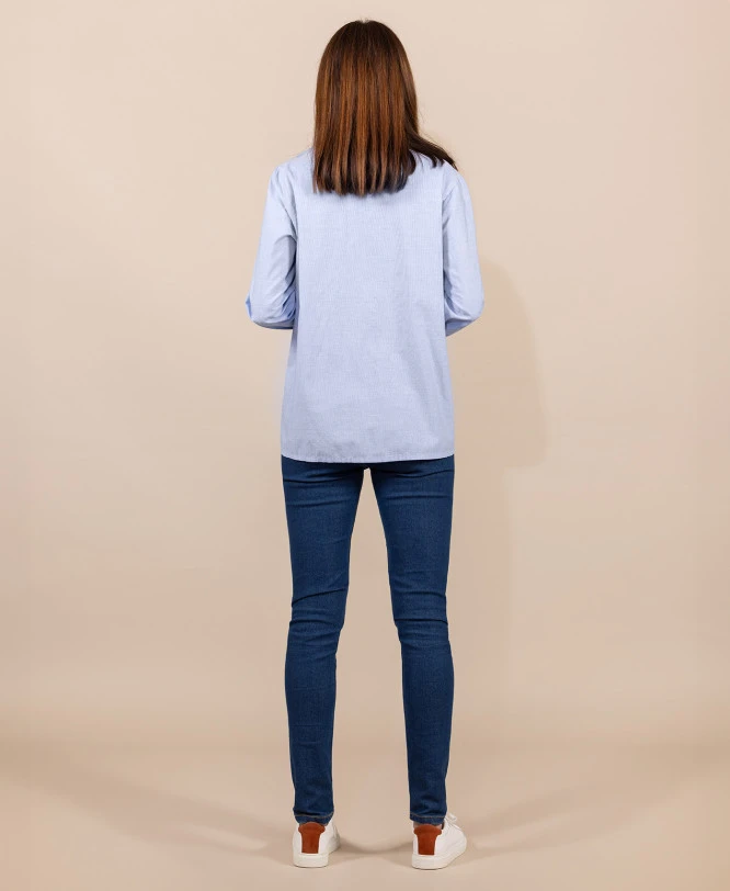 Chemise Femme Manches Longues Bleu Ciel 4 Chemise Femme Manches Longues Bleu Ciel – Image 2