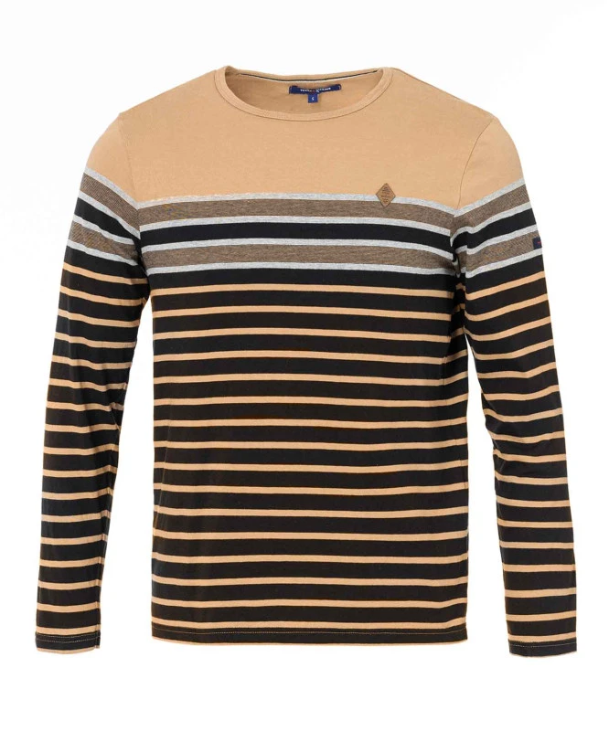 MARINIERE ML FOND NOIR RAYE SABLE GALBORD 3 MARINIERE ML FOND NOIR RAYE SABLE GALBORD