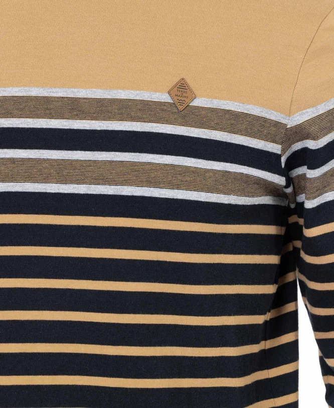 MARINIERE ML FOND NOIR RAYE SABLE GALBORD 5 MARINIERE ML FOND NOIR RAYE SABLE GALBORD – Image 3