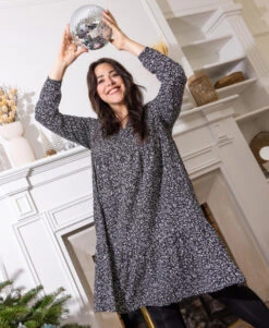 Robe En Viscose Imprimé Noir Femme 9 Robe En Viscose Imprimé Noir Femme -Terre De Marins prod 9332 robe ml imprime noir rully 666x812 fc7ea0111e0b