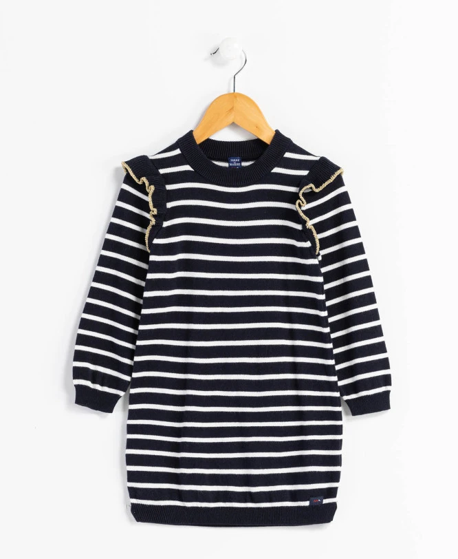 Robe Pull à Rayures Fille 3 Robe Pull à Rayures Fille