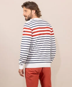 Pull Rayé Multicolore Homme -Terre De Marins prod 9368 pull fond grege raye multicolore kilian 666x812 fc7ea0111e0b