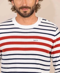 Pull Rayé Multicolore Homme -Terre De Marins prod 9369 pull fond grege raye multicolore kilian 666x812 fc7ea0111e0b